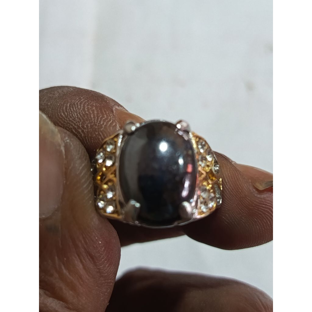 batu badar besi hitam super mewah asli ikat titanium anti gatel anti karat hitam cewe cowo