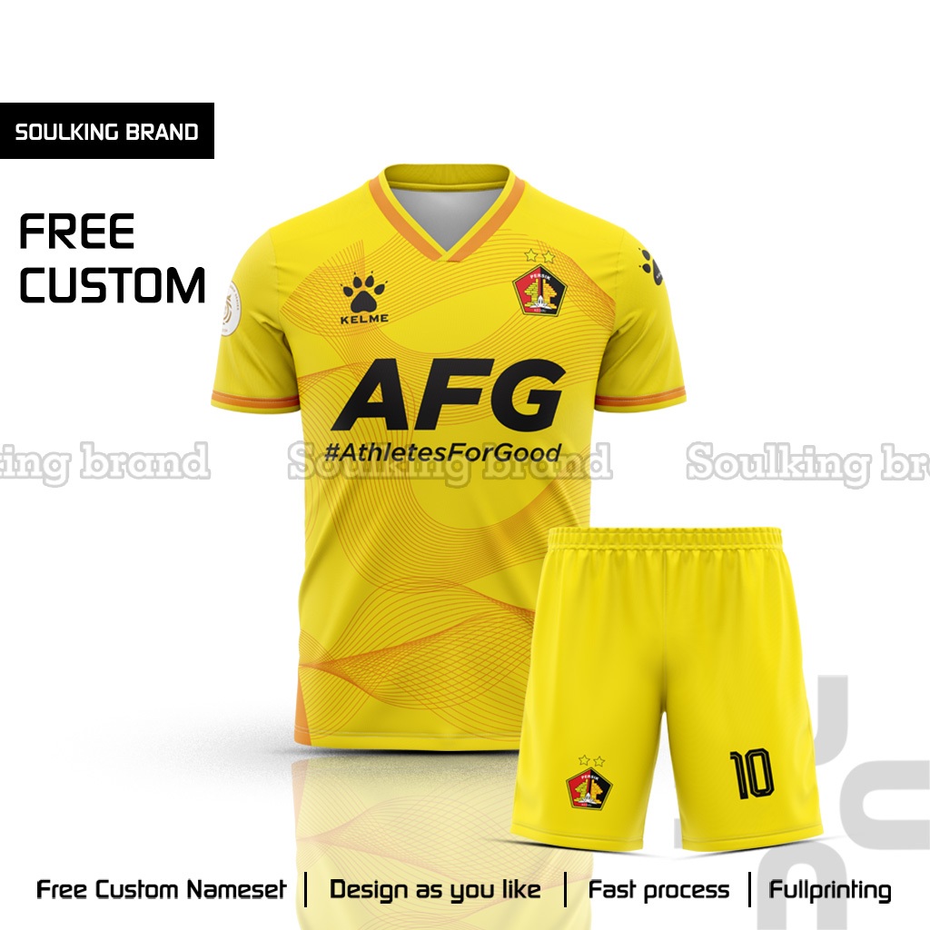 Baju Bola Persik Kediri 2024 Away Liga 1 Indonesia Free Custom Nama Warna Kuning Jersey Sport