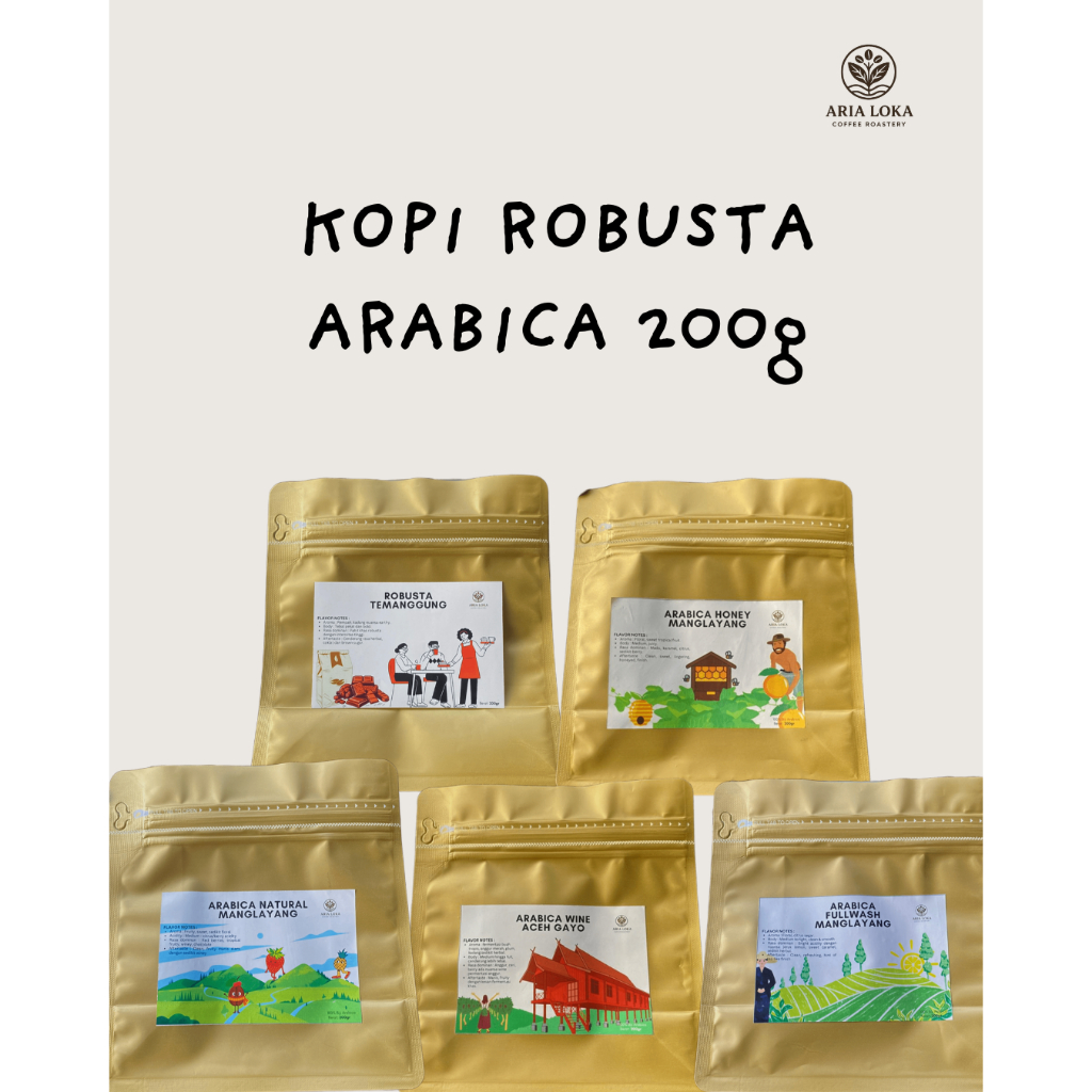 

Kopi Arabika-Robusta 200g/Fresh Roasted/Kopi Asli 100%/Biji-Bubuk