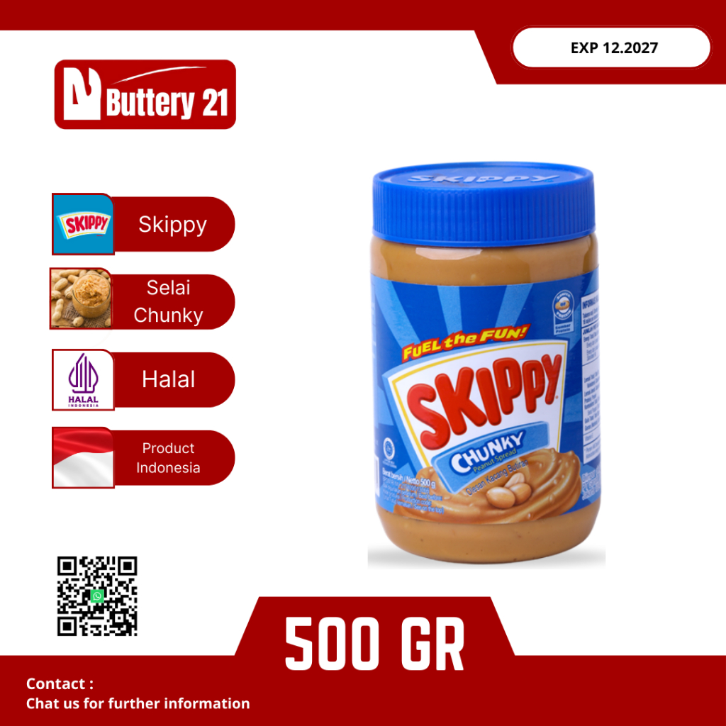

SKIPPY CHUNKY PEANUT SPREAD 500 GR/SKIPPY OLESAN KACANG BUTIRAN/SELAI KACANG