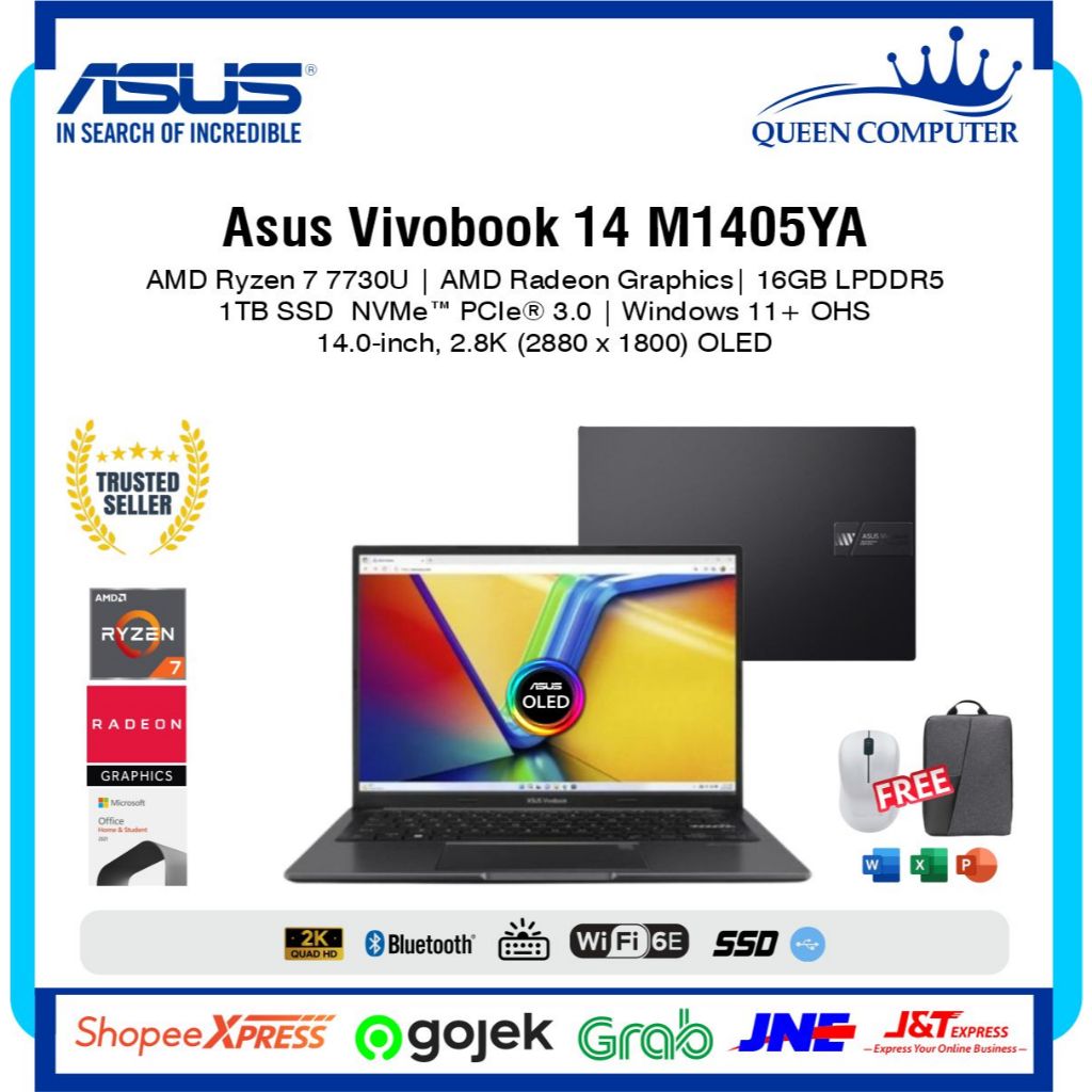 Laptop ASUS Vivobook 14 M1405YA OLED Ryzen 7 7730U 16GB 1TB W11 OHS 14.0'' inci