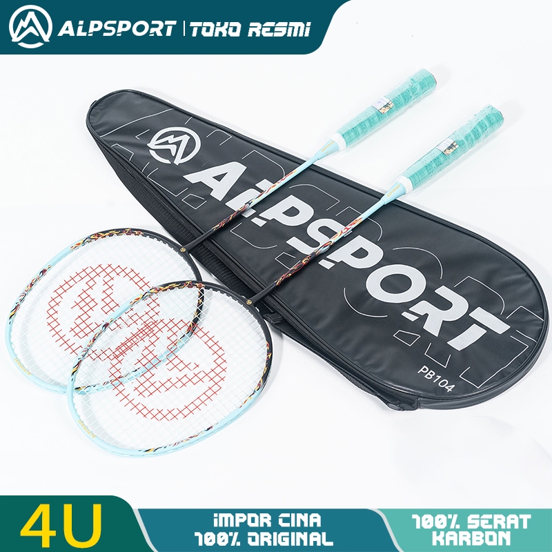 ALPSPORT LY 2Pcs+Tas Flames Raket Bulutangkis 4U 22LBS G5 Hitam Desain Asli Serat Karbon Strung Badm