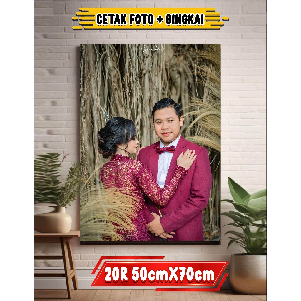 CETAK FOTO BESAR BINGKAI MDF UKURAN 20R 50X70CM KUALITAS HD