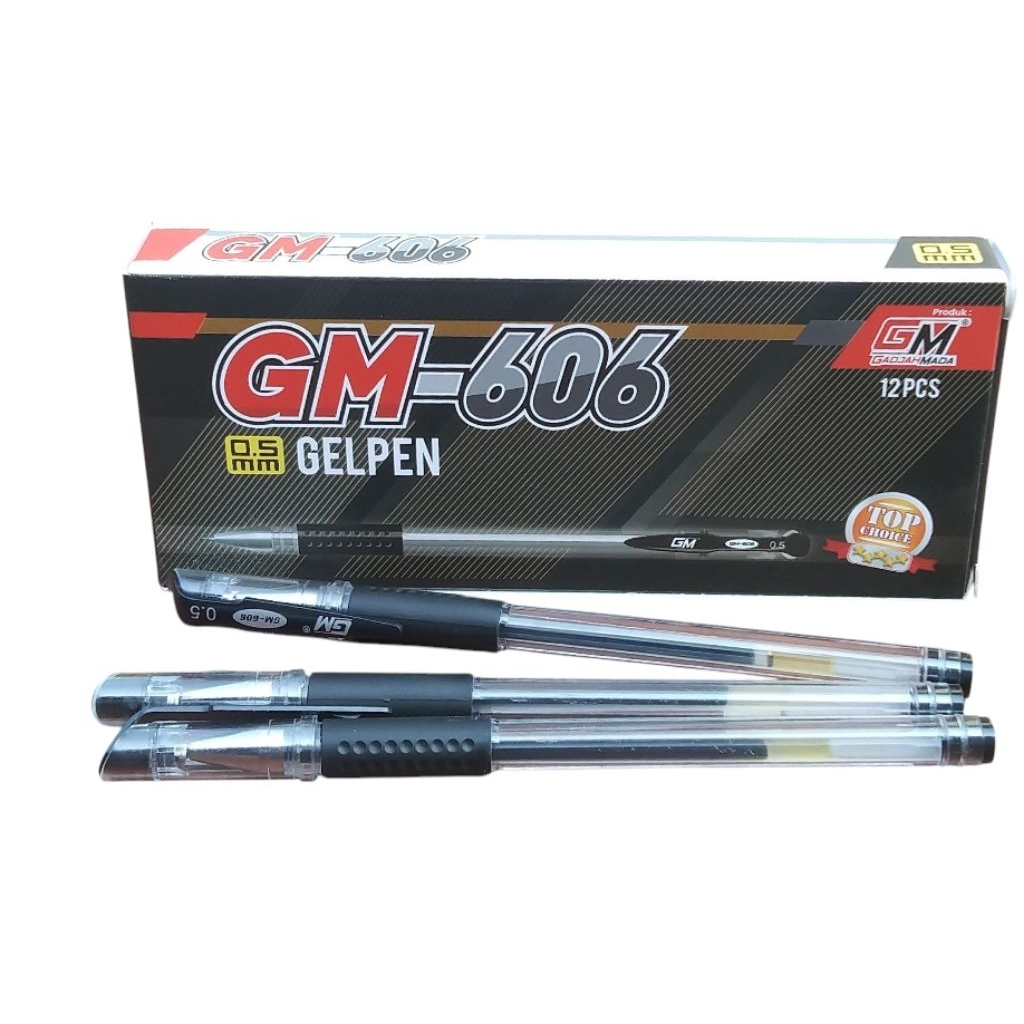 

GM 606 pulpen bolpen ballpoin gel 0,3 hitam stationery 1pak 12pcs