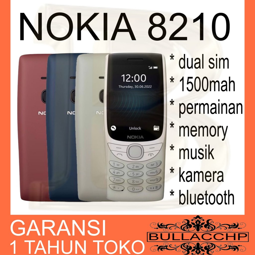 HP NOKIA 8210 2022 (BARU) [GARANSI 1 TAHUN] Kamera, Memori, Musik, Radio, Dual SIM, Senter, Awet
