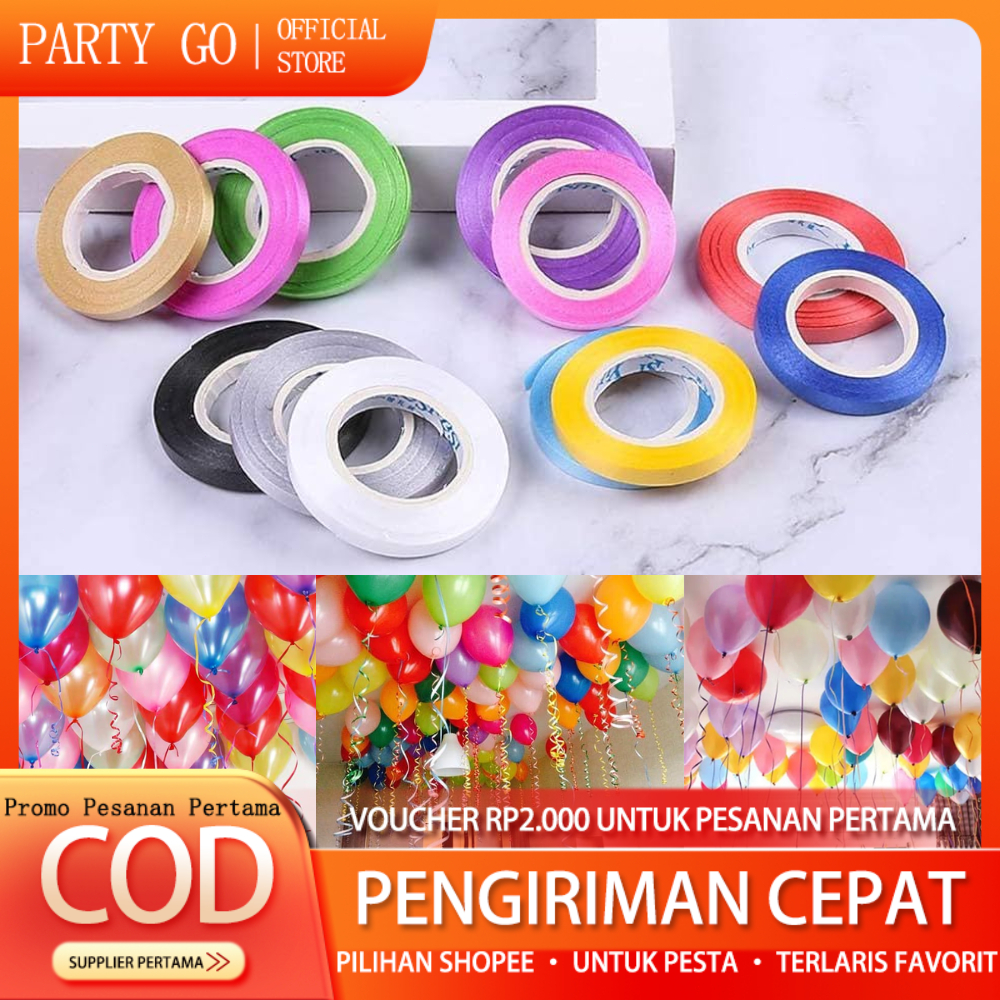 

Pita Kado / Pita Balon Ukuran Kecil Panjang 5 Meter Warna Warni 1 Pcs Ballon Ribbon