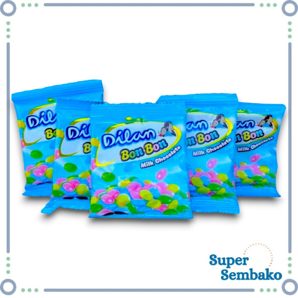 

SNACK MANIS PERMEN COKELAT SUSU DILAN BON BON MILK CHOCOLATE CHACHA 13g RENCENG ISI 10 BUNGKUS