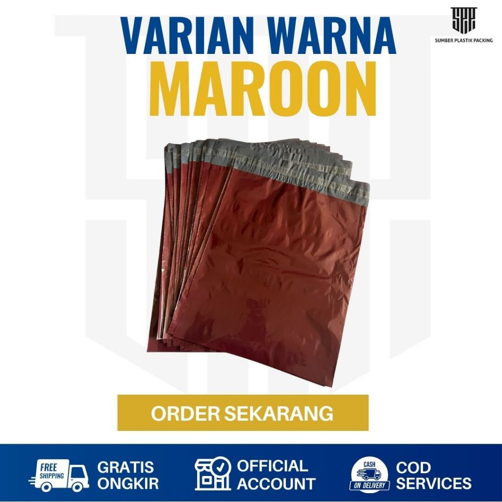 

Plastik Packing Polymailer Ukuran 30x40 Warna Maroon Red Glossy isi 100 Pcs Murah