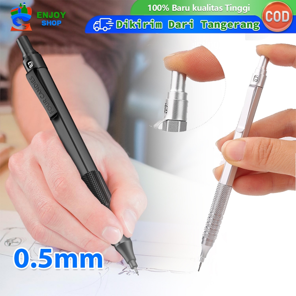 

0.5mm Mechanical Drafting Pencil Pensil Mekanik Logam Pusat Gravitasi Rendah Premium
