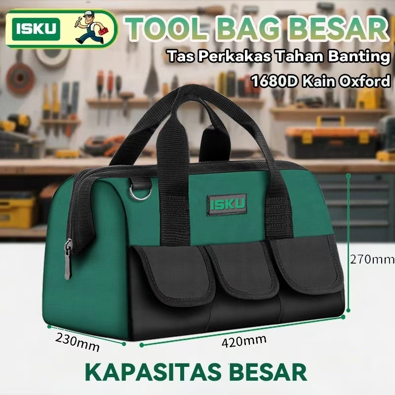 ISKU Tool Bags/Tas Perkakas 13/16/18 inch Bahan Kain Oxford /Alat Perkakas Tas Penyimpanan Perkakas