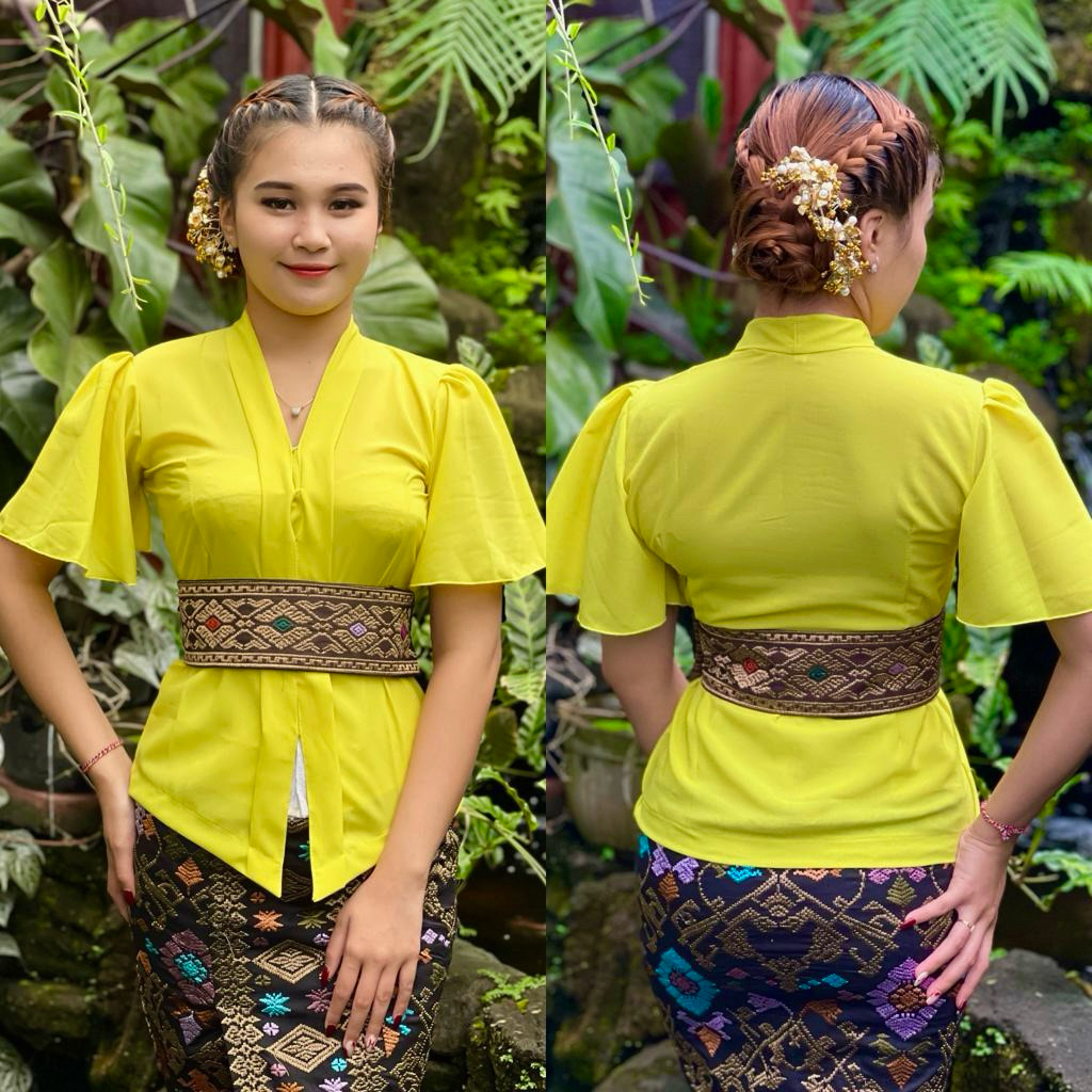 HEMAT` KEBAYA KARTINI POLOS LENGAN RUMBAI KUPU - KEBAYA POLOS KARTINI MODERN