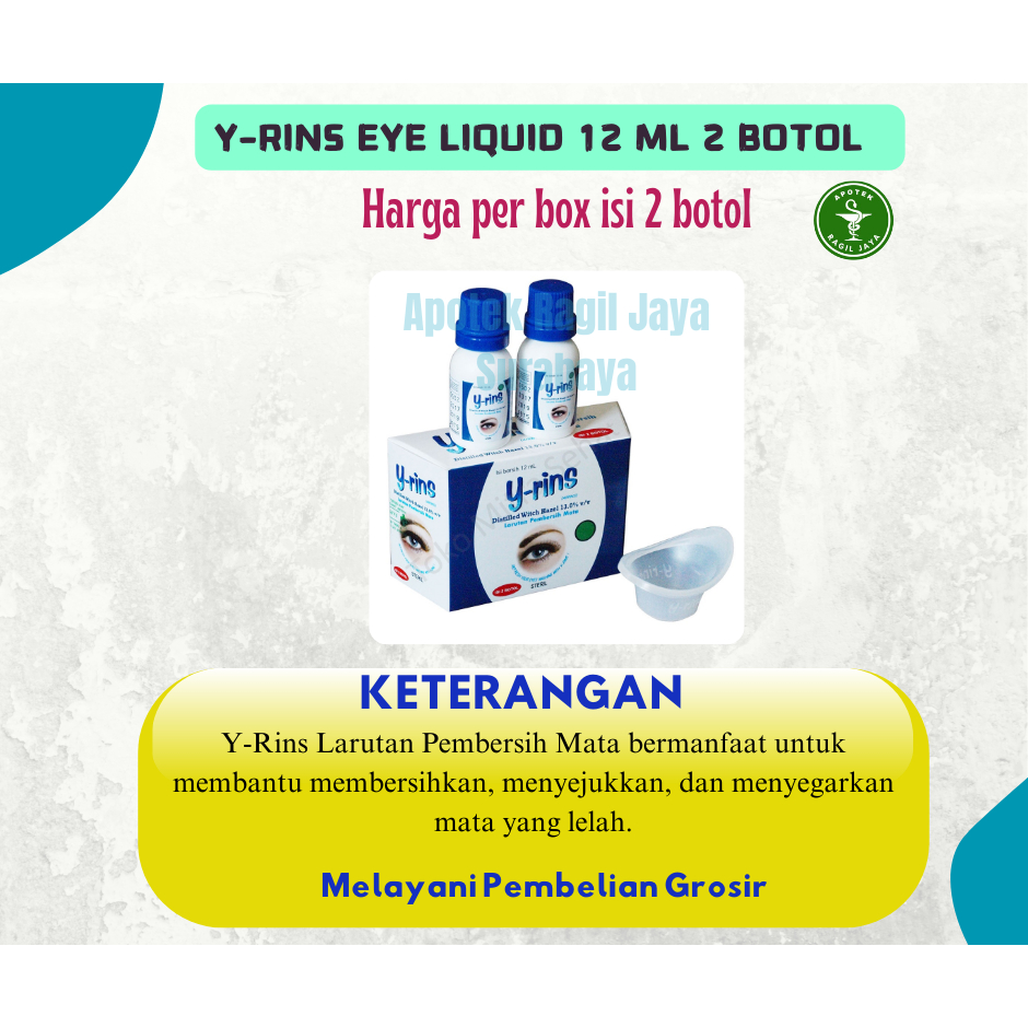Y-RINS UNTUK MEMBERSIHKAN MATA BOX ISI 2 BOTOL12 ML | YRINS (AIRINS) LIQUID LARUTAN PEMBERSIH MATA