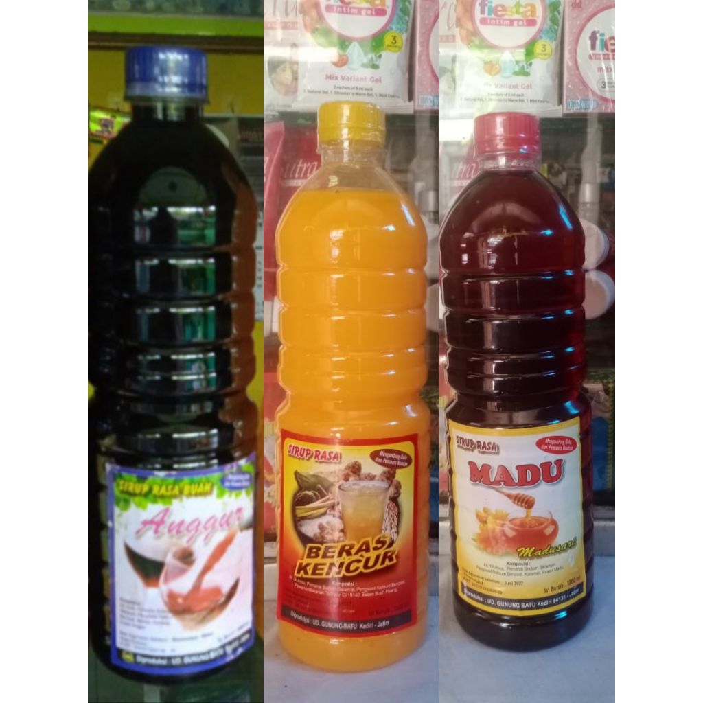 Sirup campuran jamu rasa Anggur, Madu, Beras Kencur UD. Gunung Batu