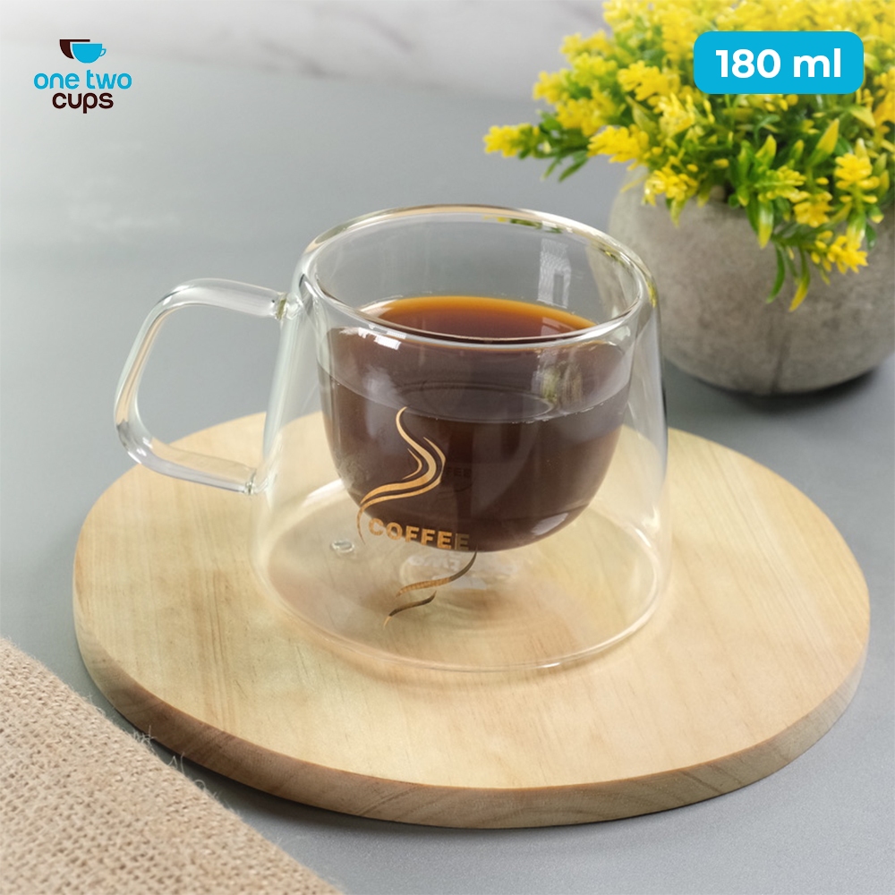 Gelas Aesthetic Cangkir Kopi Anti Panas Double-Wall Borosilicate Glass Round / GELAS ESTETIK/ GELAS 