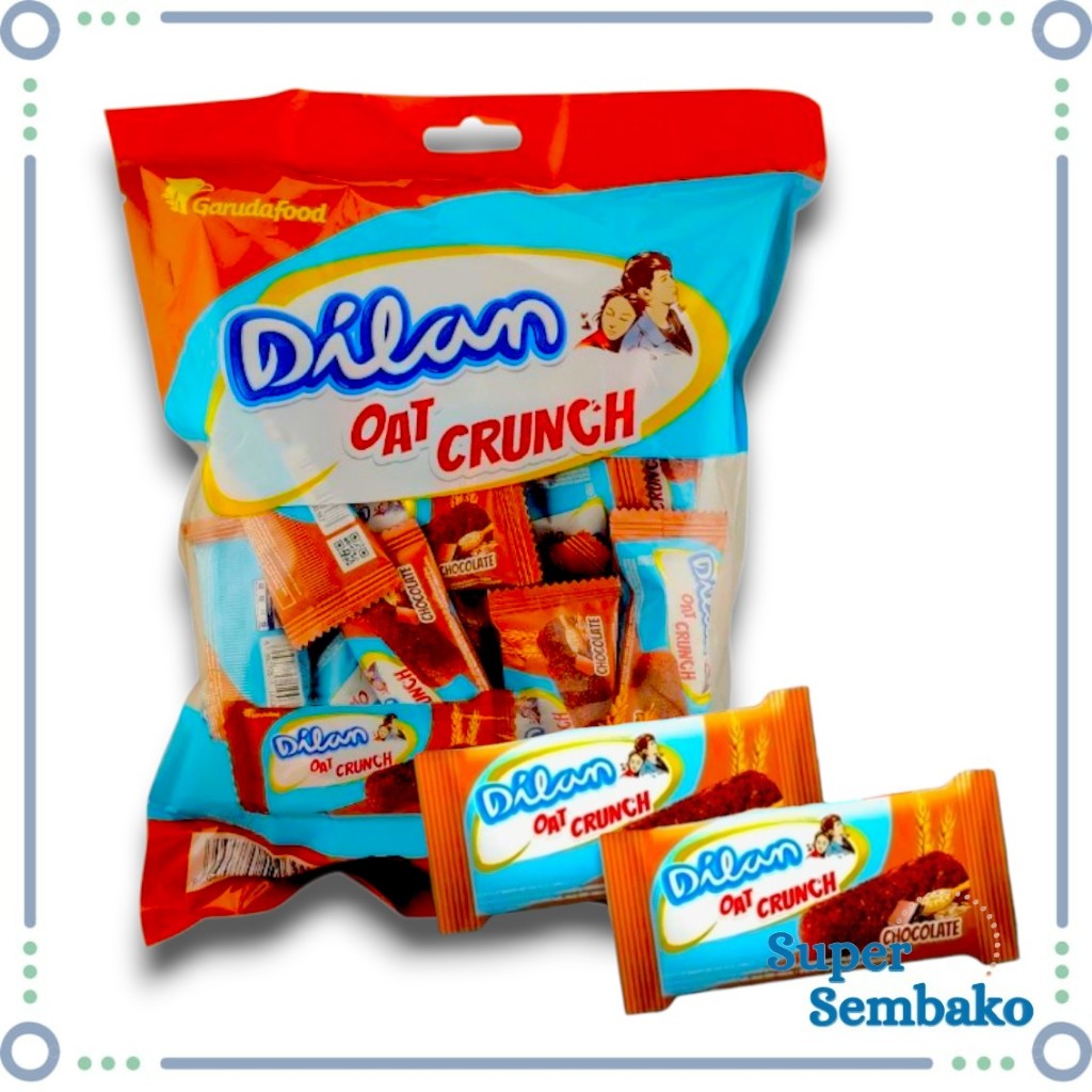 

SNACK CEMILAN BISKUIT SEREAL DILAN OAT CRUNCH GANDUM COKELAT 10g PER PACK ISI 25 BUNGKUS