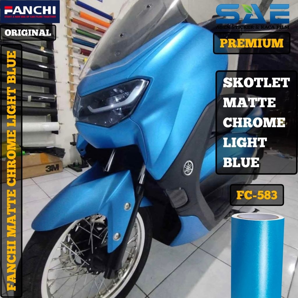 Sticker Skotlet Biru Muda Doff Stiker Motor Fanchi Matte Chrome Light Blue Original Premium Fc 583