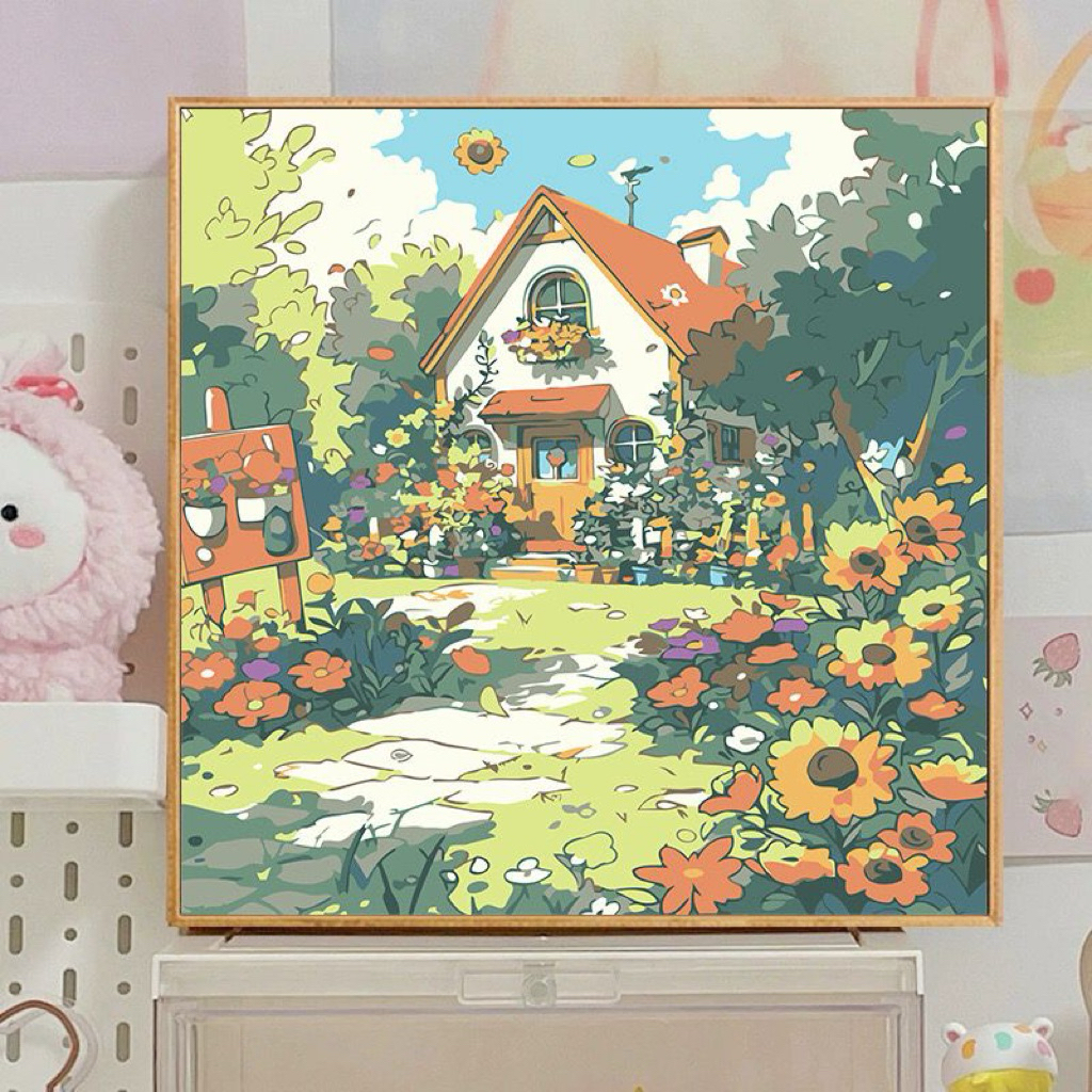 

Poney Paint by number kit 20x20cm Diy painting kit Kanvas painting with frame siap lukis