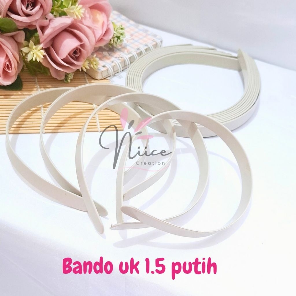 Bando Plastik Putih Polos Lebar 1.5 cm | Aksesoris Rambut | Bando Polos | bando putih