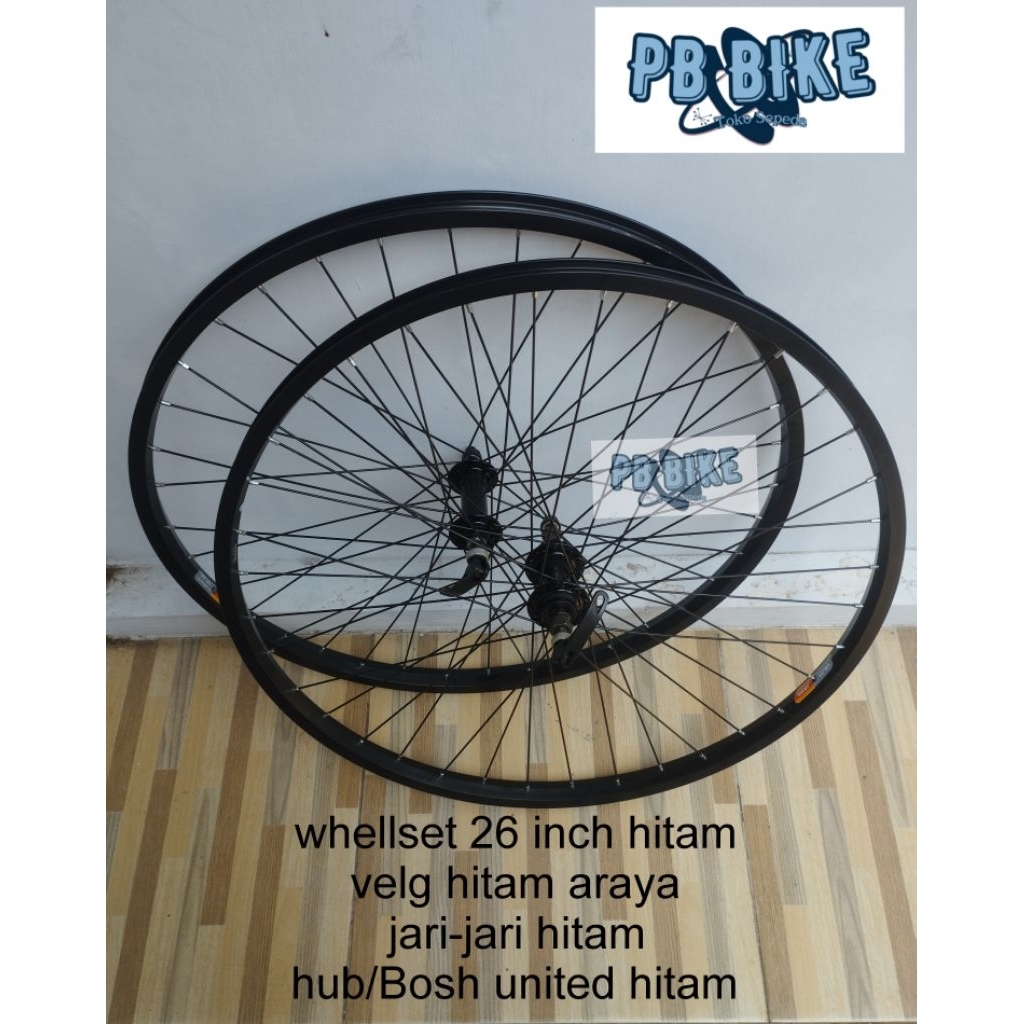 whellset sepeda 26 inch Araya hitam sepeda MTB federal kalcer commuter velg jadi velg siap pakai