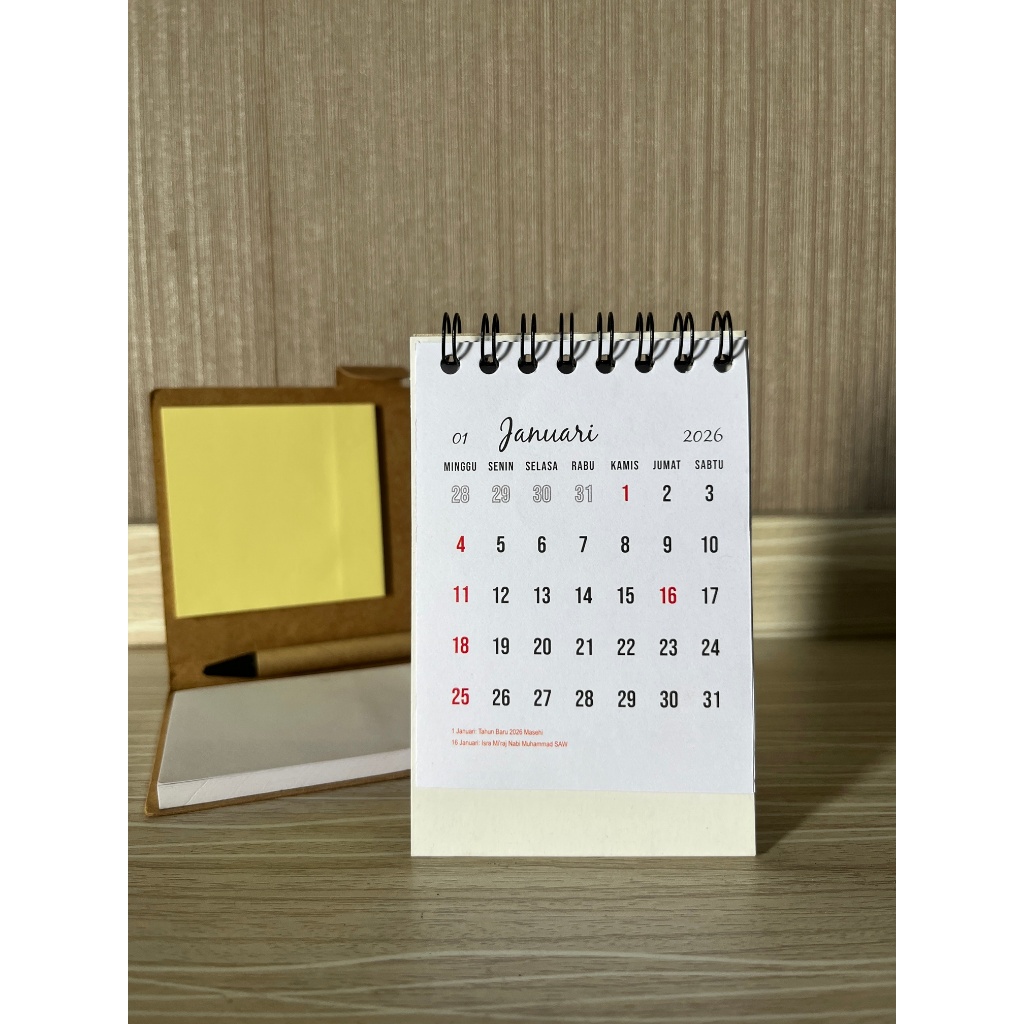 

Kalender Mini Tahun 2026 Ukuran A6 Souvenir - Bahan AP 150 - Tatakan Duplex