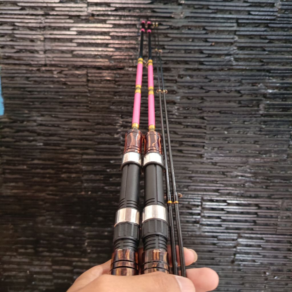 Joran pancing udang karakter warna pink