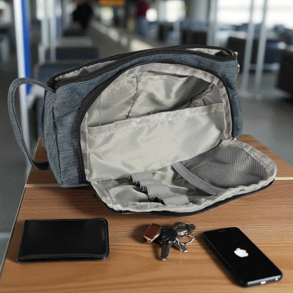 

Tempat Pensil Kain Kanvas Serbaguna Kotak Aksesoris Alat Tulis Multi Layer Dark Gray