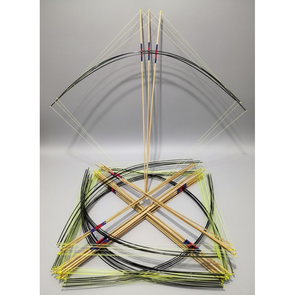 arku kerangka layangan Sukhoi super sayap fiber tajuk bambu petung lilitan atas bawah 2 warna