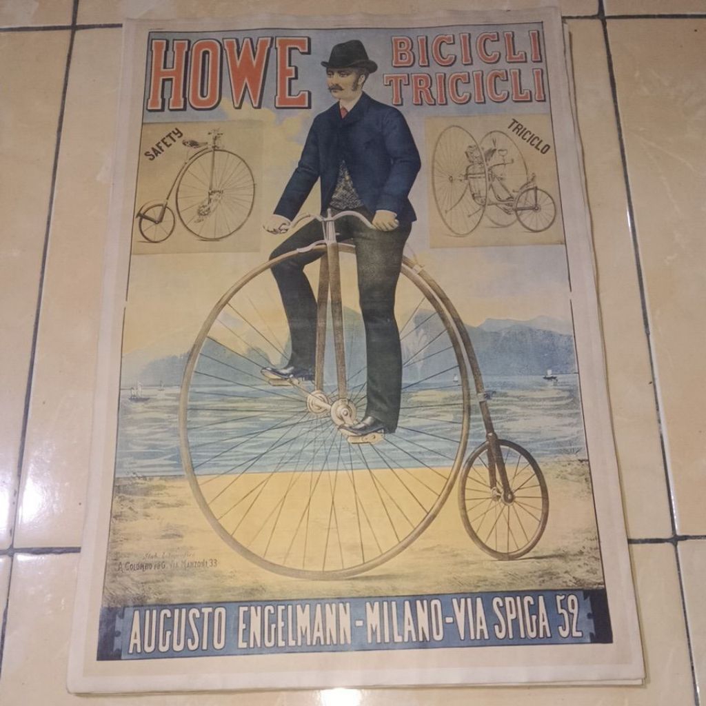 poster vintage tema sepeda ontel tua
