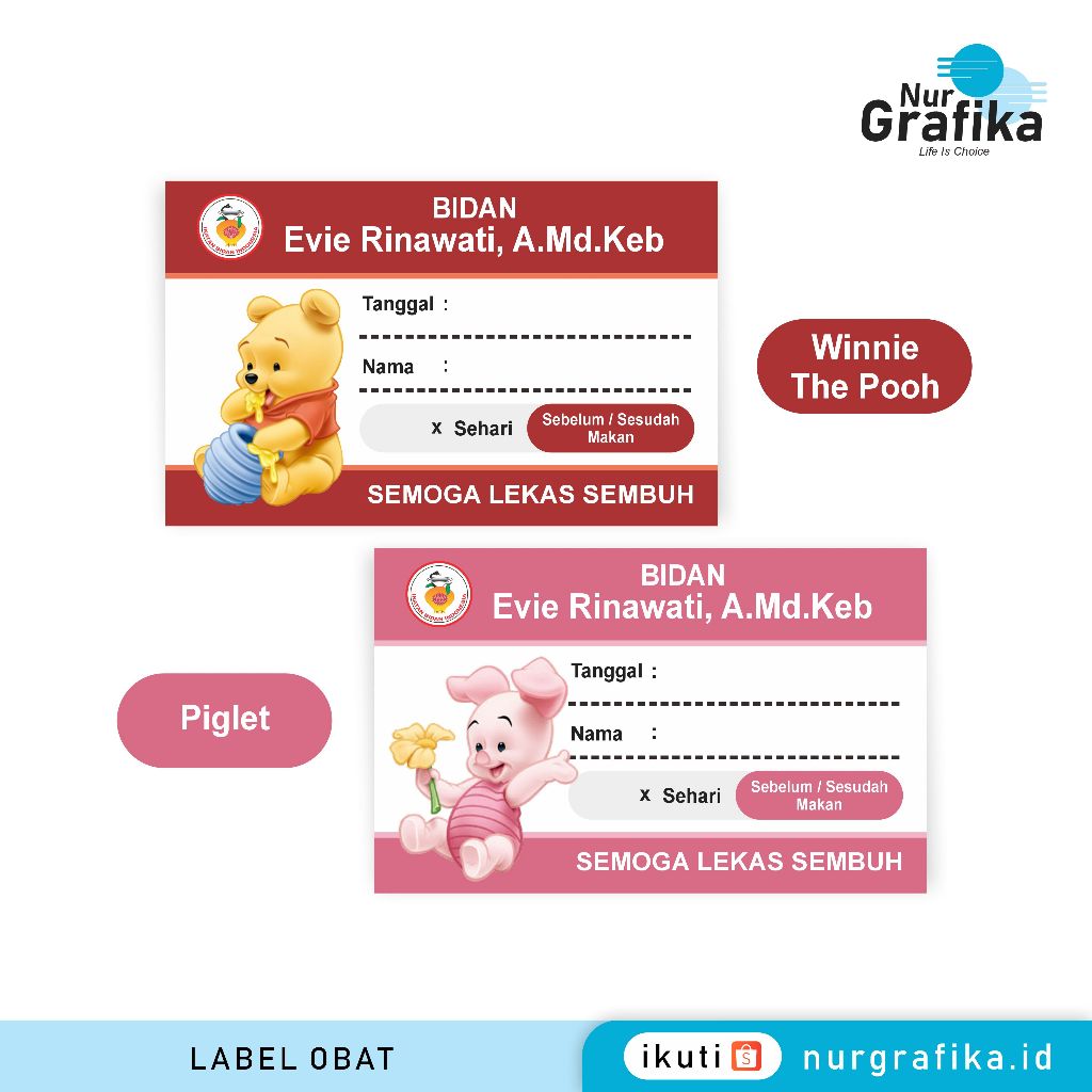

1Pack Label Obat Sirup Kartun Winnie The Pooh