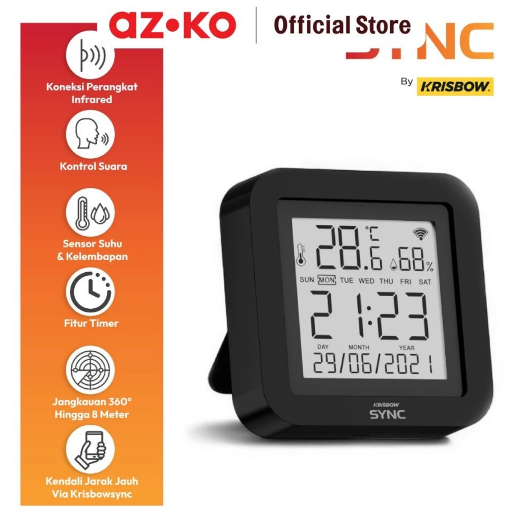 KRISBOW Sync Smart Wifi Ir Remote Control Temperature & Humidity