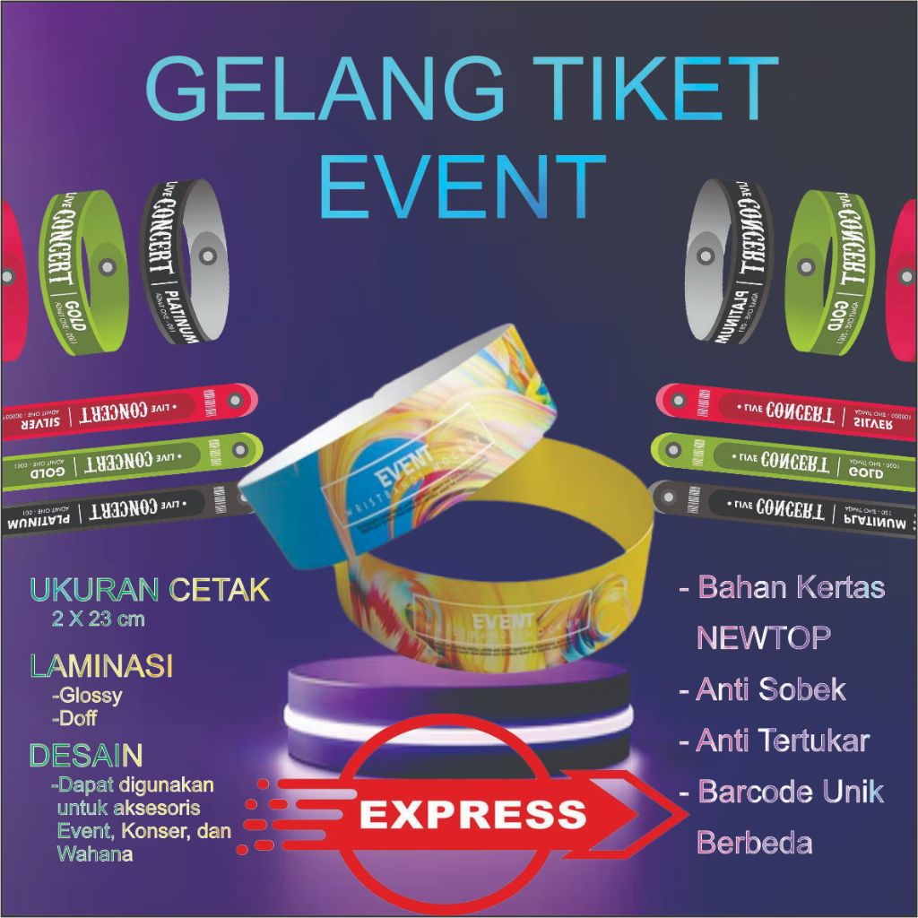 Cetak Gelang Event Custom / Gelang Tiket / Gelang Barcode Custom