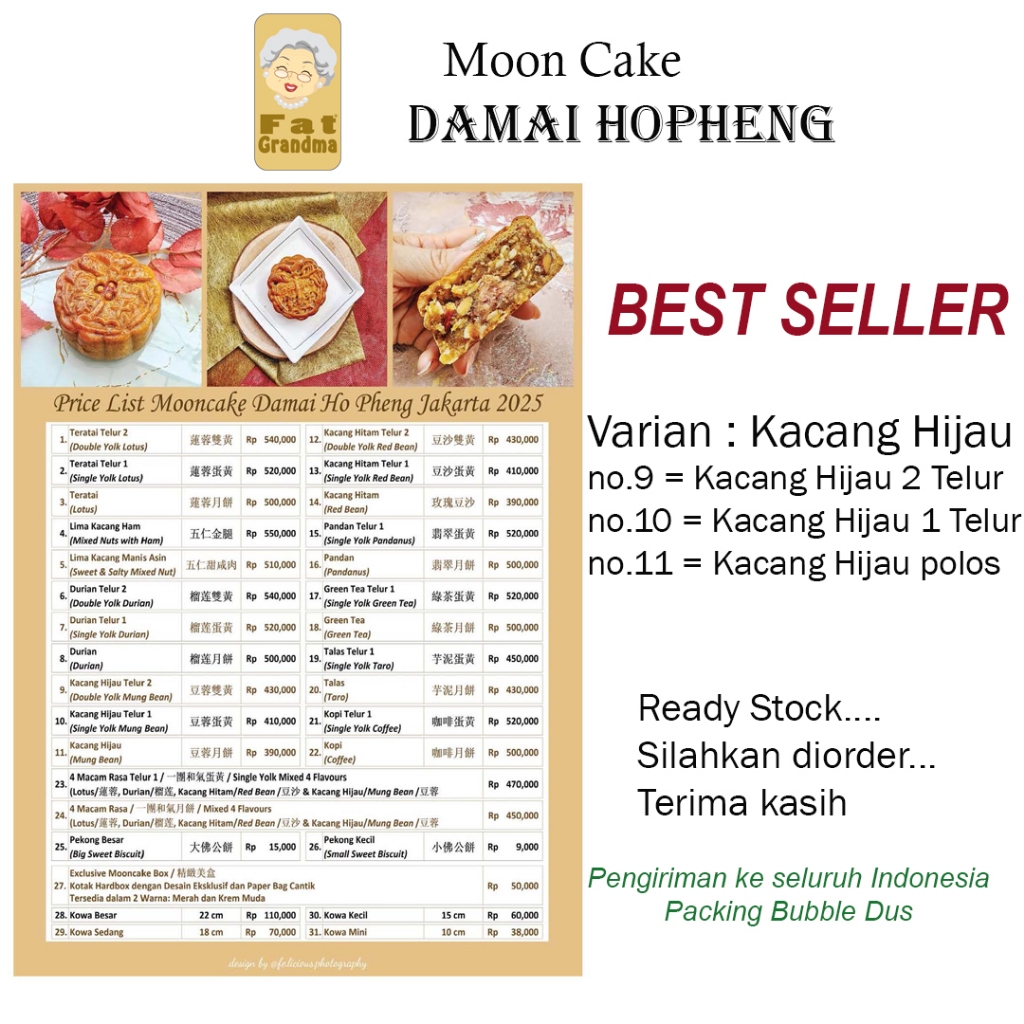 

Moon Cake Damai Kue Bulan DAMAI Hopheng - Kacang hijau