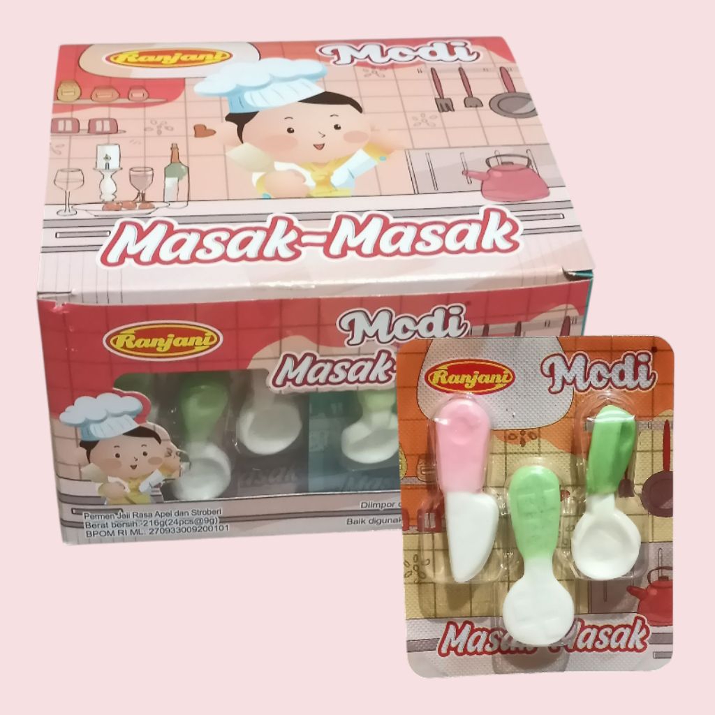 

Ranjani MASAK MASAK Permen Lunak Bentuk Alat Masak 9gr (24 pcs/box)