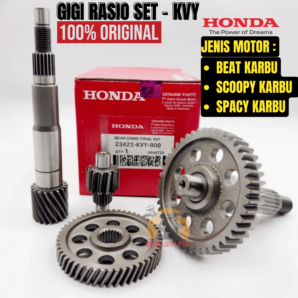 GIGI RASIO SET KVY ORIGINAL HONDA BEAT KARBU, SPACY KARBU, SCOOPY KARBU KUALITAS ASLI HONDA AHM