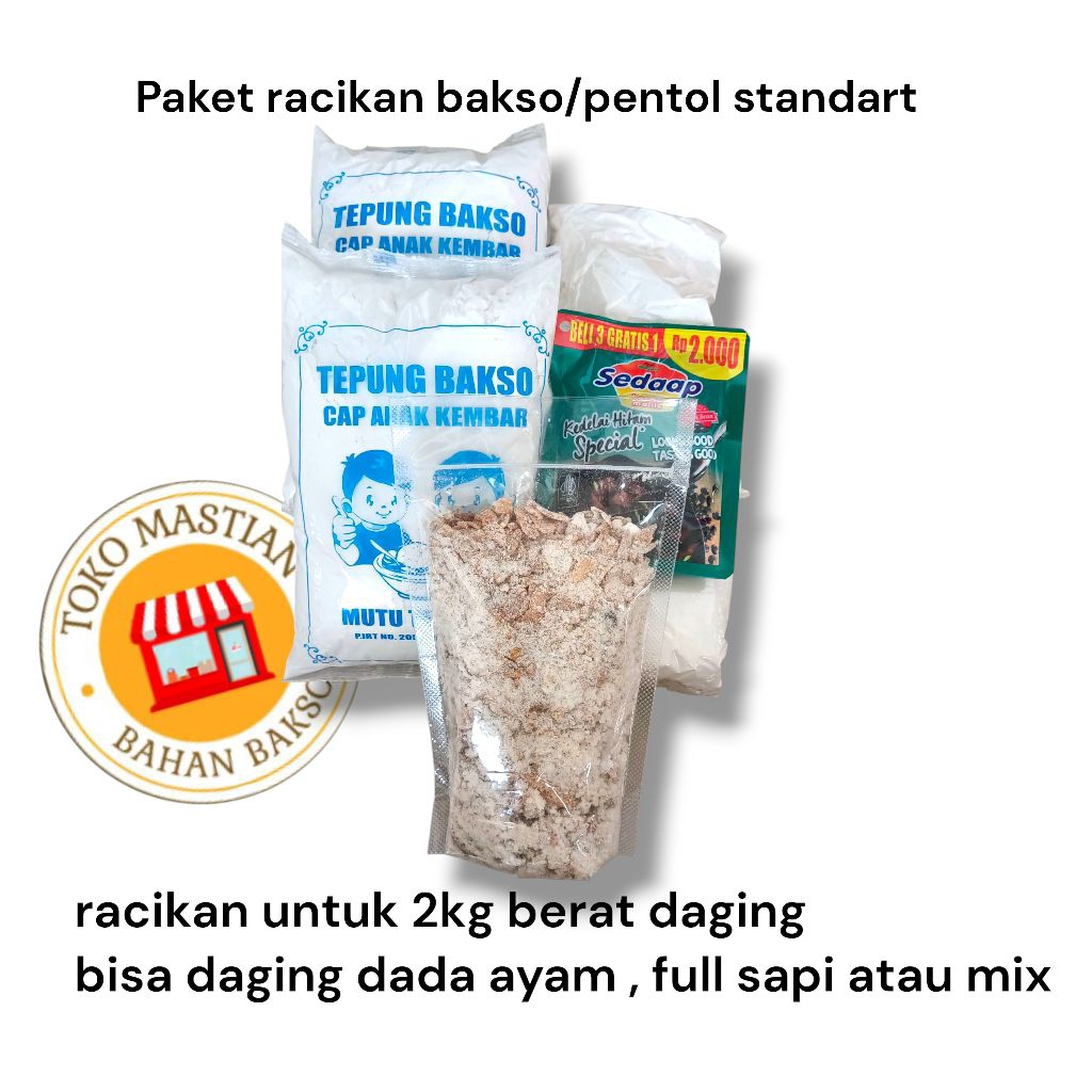 Paket bumbu racik bakso pentol siap giling 2kg ekonomis