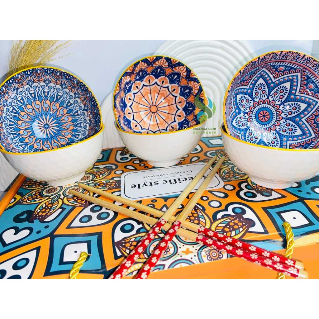 Mangkok Set Hampers Lebaran Mangkuk Keramik Model Jepang isi 6 pcs Hampers Gift Bowl Korea
