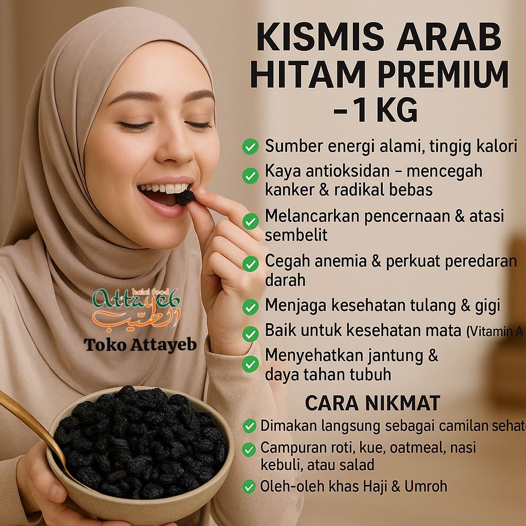 

Kismis Arab Hitam 1kg Al Madina Fesh kismis Hitam Asem Manis Kerikil Bersar Warna kuning Kismis Simin golden Raisin manis