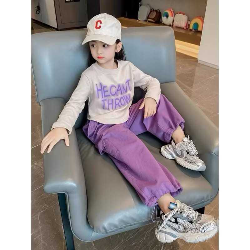 Set Anak Perempuan Cargo Crop Top Celana Panjang