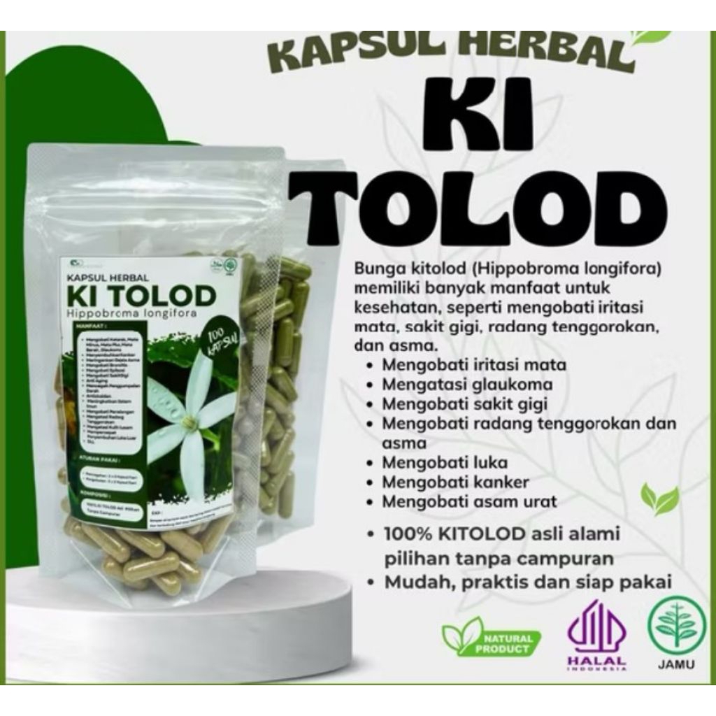 

herbal kapsul kitolod murni 100% /kitolod kapsul isi 100butir "daun kitolod sejuta manfaat