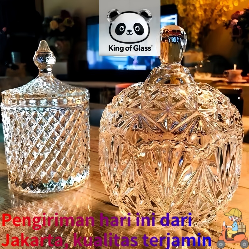 Toples Kaca Kristal Set Mewah Kristal Besar Toples Kaca Jumbo Mewah Kristal Besar