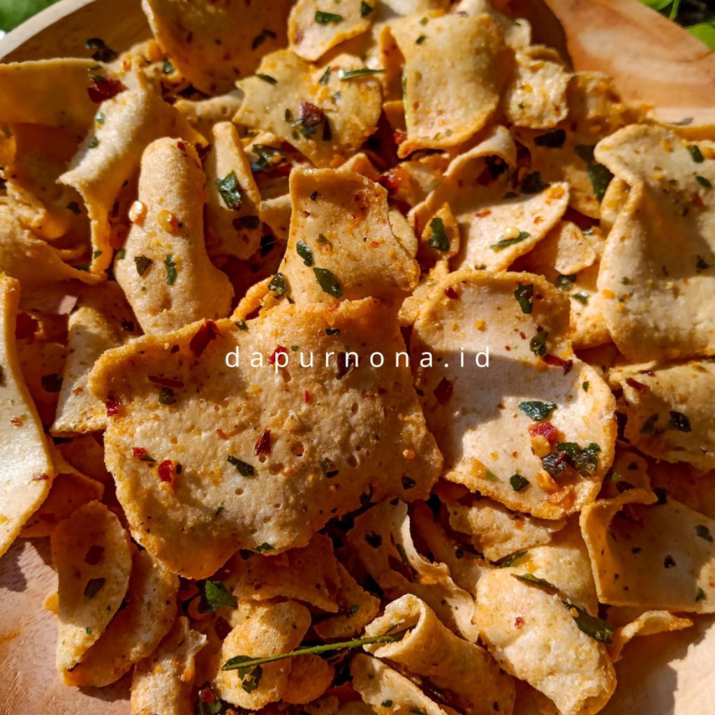 

Basreng Daun Jeruk Renyah Rasa Pedas Gurih 1 kg premium homemade