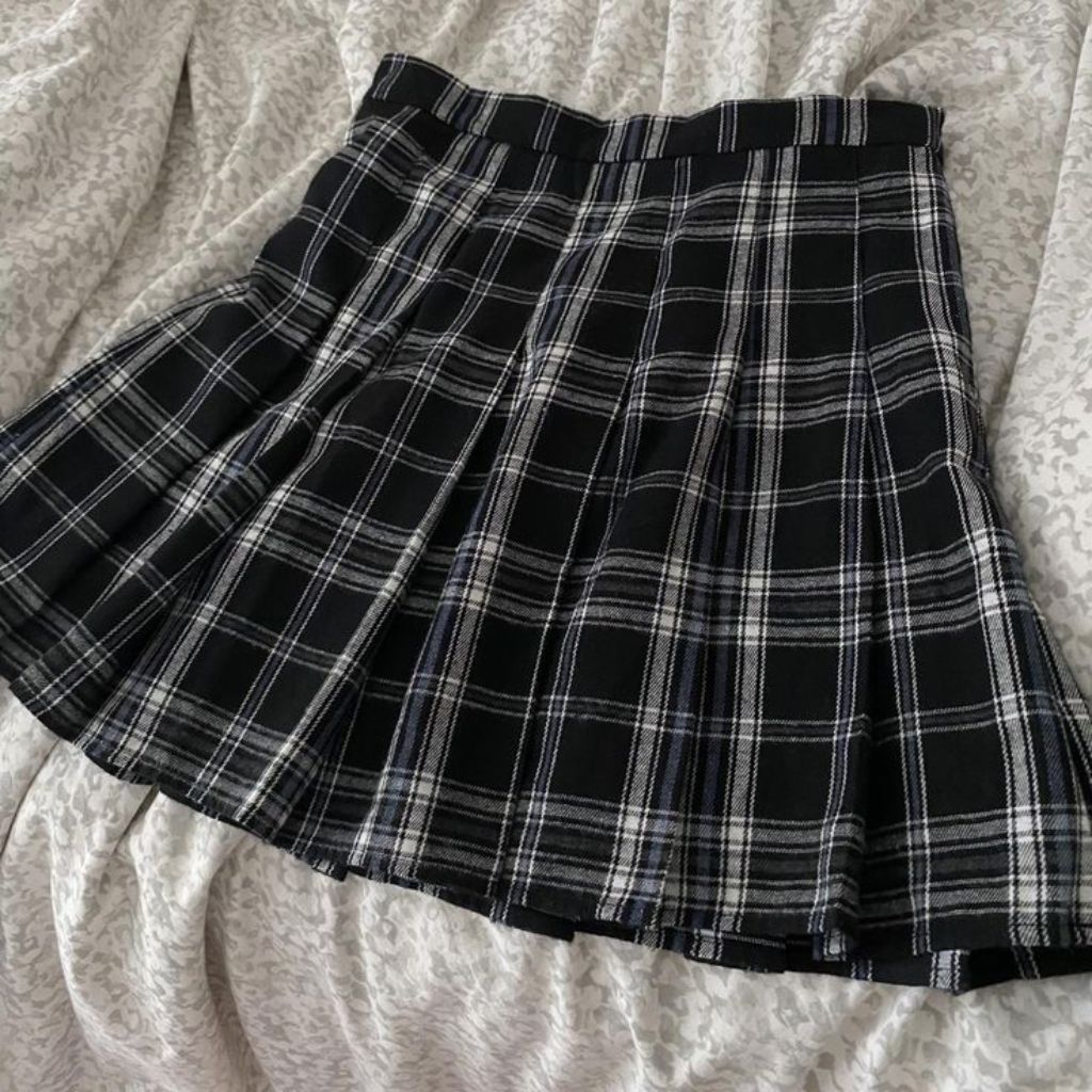 ROK SKRIT KOTAK-KOTAK PENDEK [FASHION KOREA]