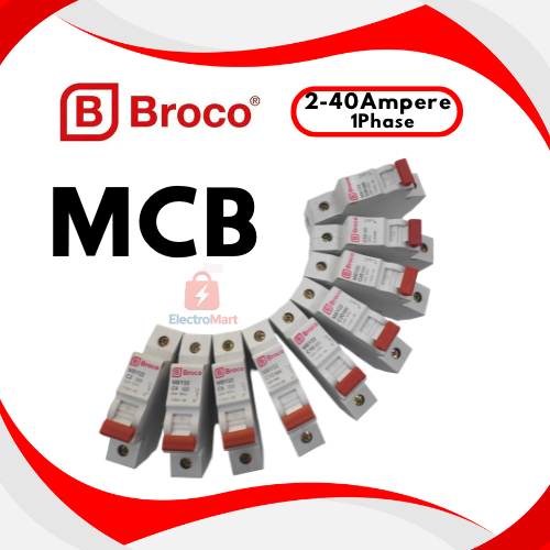 Mcb Listrik Broco - MCB BROCO 2A 4A 6A 10A 16A 20A 25A 32A 40A 1Phase - Miniature Circuit Breaker Pe