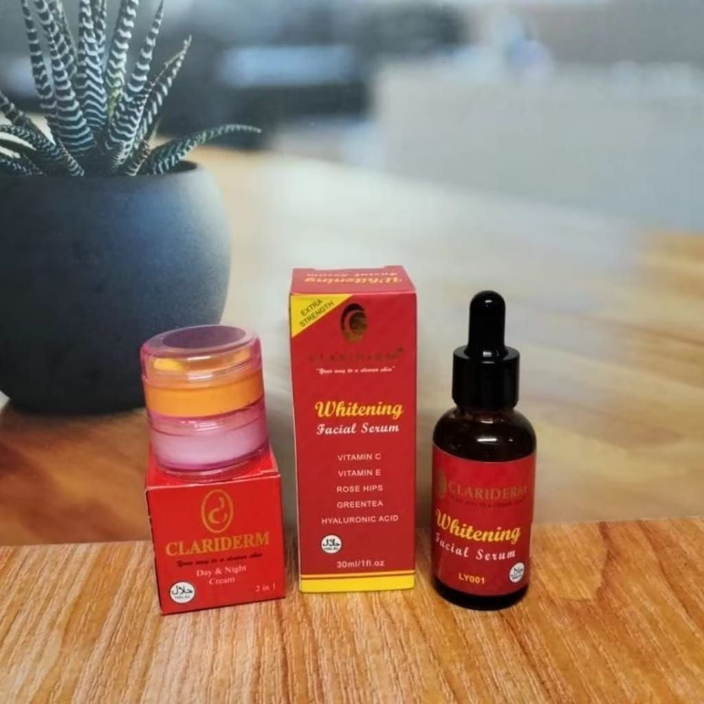 paket cream Clariderm 3in1 cream siang malam+ serum