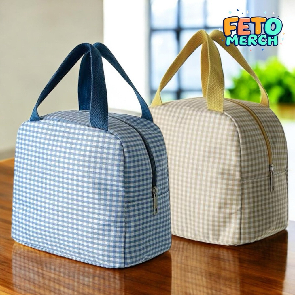 MINISO LUNCH BAG CLASSIC TAS BEKAL SIMPLE CHECK