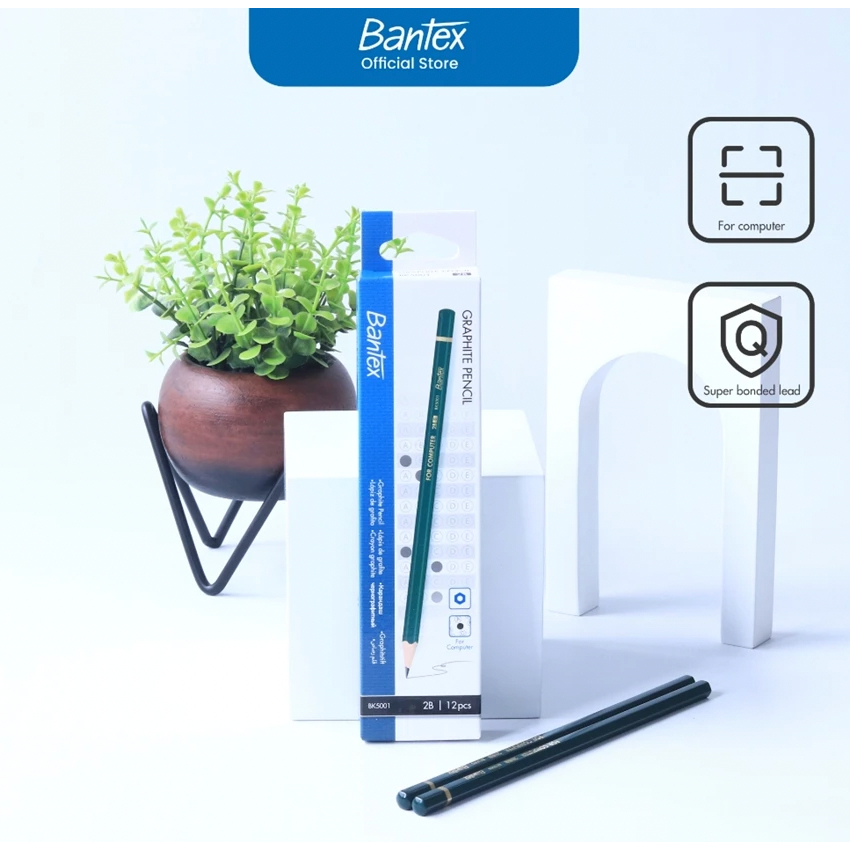 

Bantex Pensil Kayu / Graphite Pencil 2B BK5001 Bisa Untuk Komputer Isi 12 Pcs Per Pack