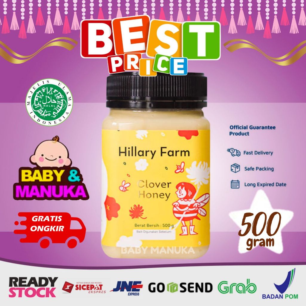 

Hillary Farm Clover Honey (500gr) - madu anak (BPOM)