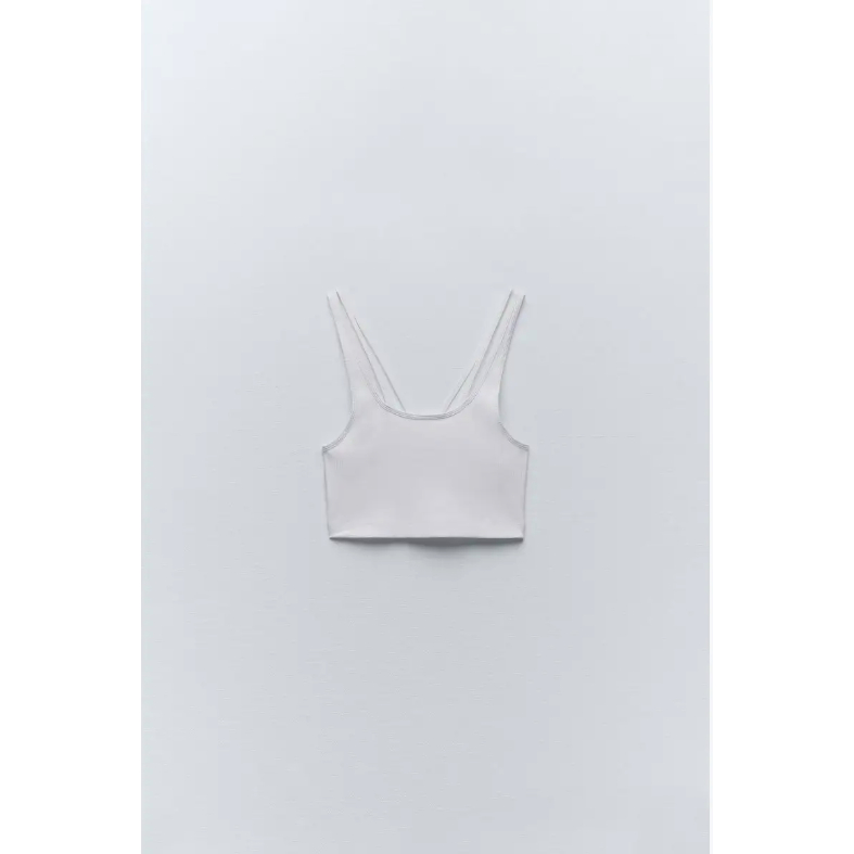 ZARA WHITE RIBBED CROP TANK TOP