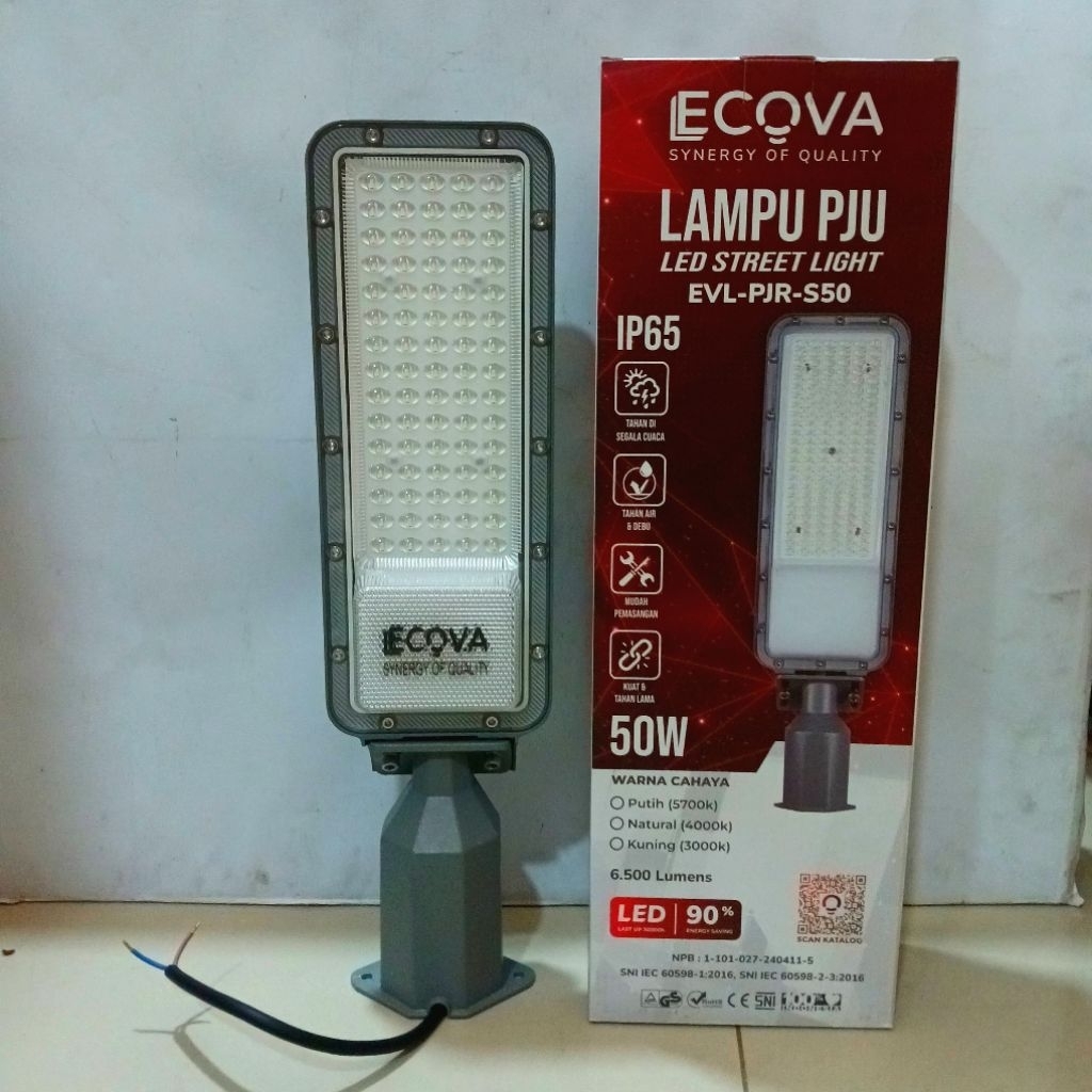 Lampu PJU led ECOVA 50w / Led street Light 50w IP65