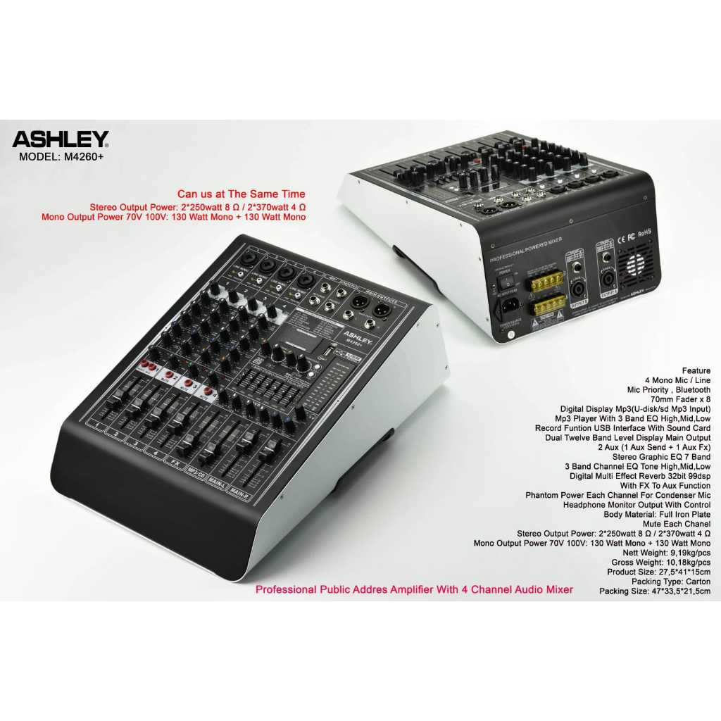 M4260+ POWER MIXER 4 CHANNEL ASHLEY ORIGINAL / POWER MIXER 4 CHANNEL / M 4260+ ASHLEY / M4260 ASHLEY